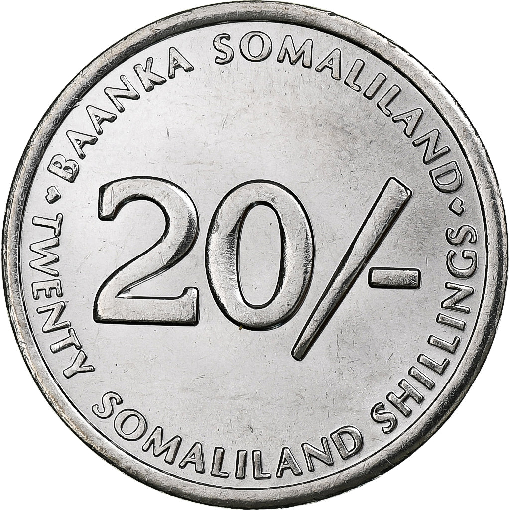Somaliland, 20 Shillings, 2002, Stainless Steel, MS(63), KM:6