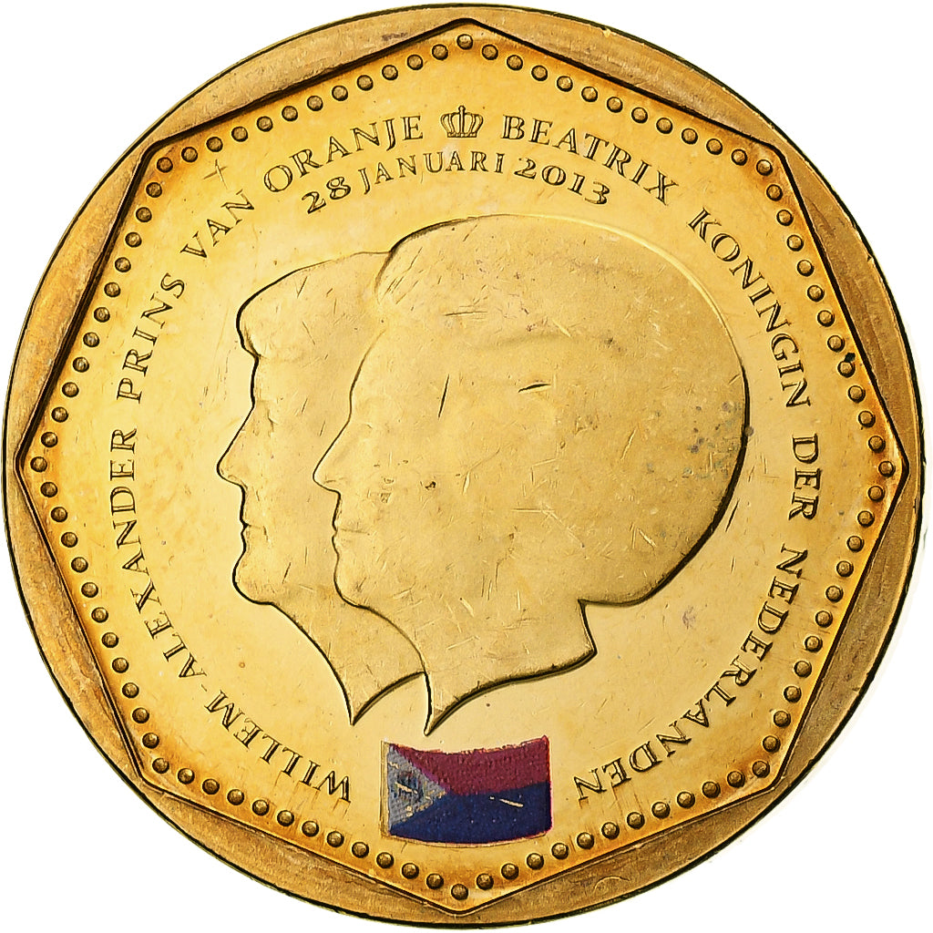 Netherlands Antilles, 5 Gulden, 2013, Utrecht, Bronze Plated Steel, MS(63)