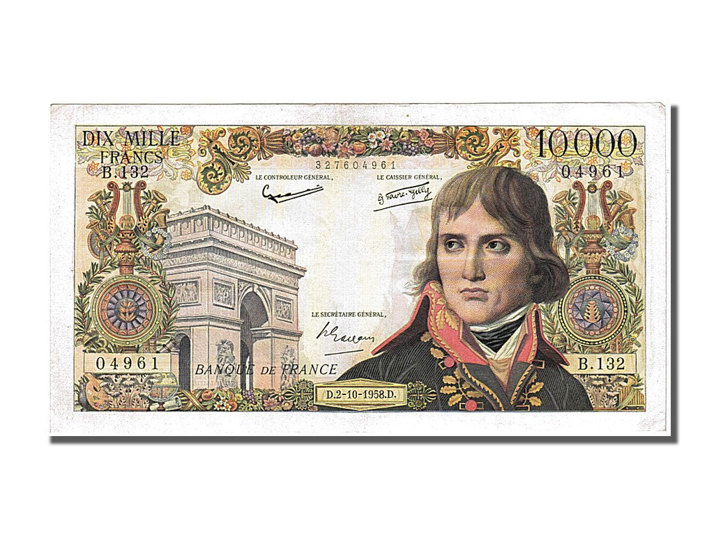 France, 10,000 Francs, 10 000 F 1955-1958 ''Bonaparte'', 1958, KM #136b,...