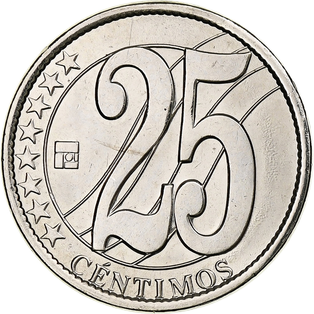 Venezuela, 25 Centimos, 2007, Maracay, Nickel plated steel, UNZ, KM:91