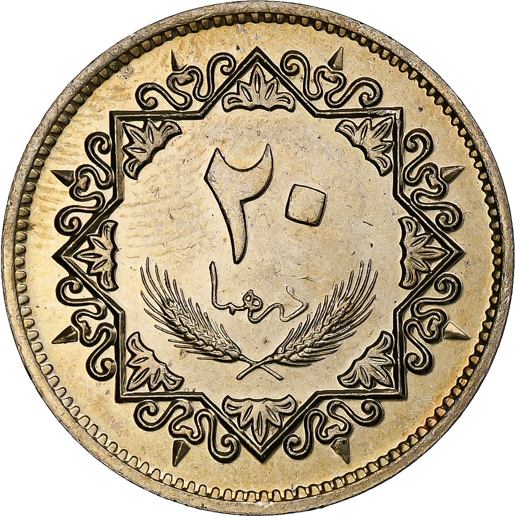 Libya, 20 Dirhams, 1975/AH1395, Copper-Nickel Clad Steel, MS(63), KM:15