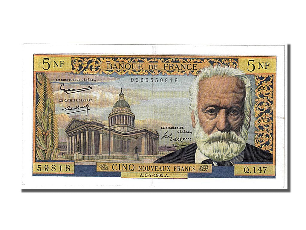 Geldschein, Frankreich, 5 Nouveaux Francs, 5 NF 1959-1965 ''Victor Hugo'', 1965