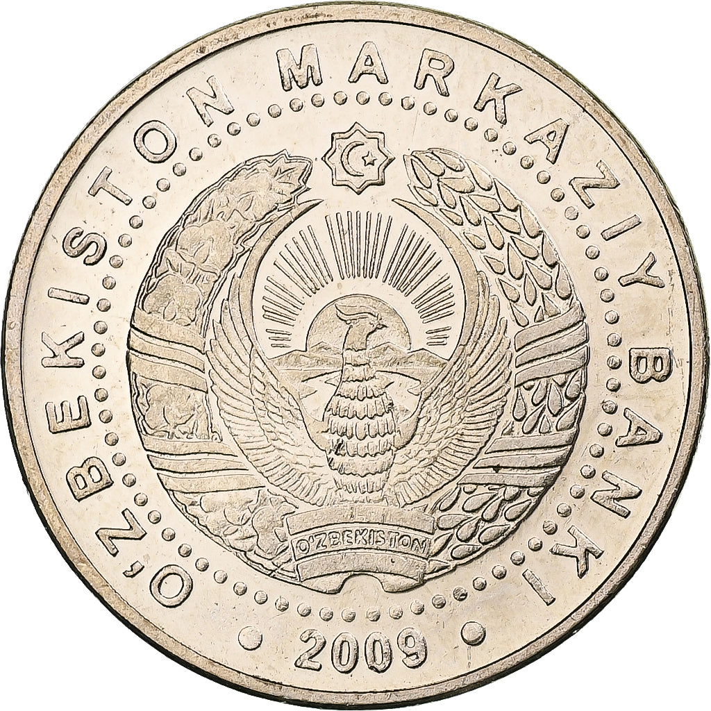 Uzbekistan, 100 Som, 2009, Acciaio placcato nichel, SPL, KM:31