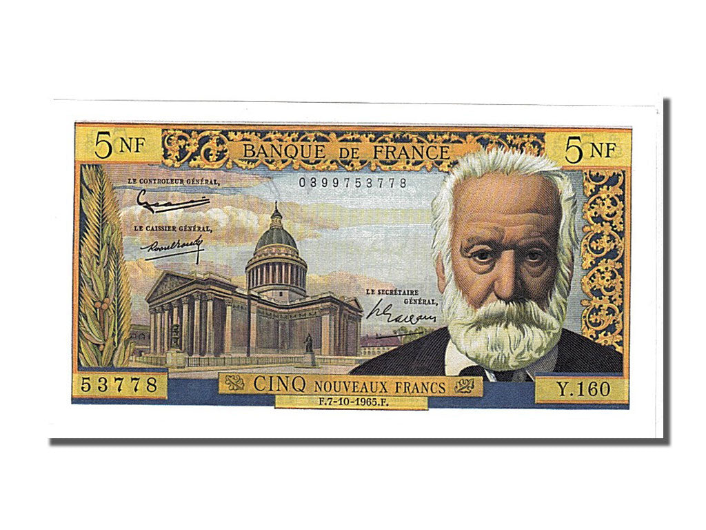 Banconote, Francia, 5 Nouveaux Francs, 5 NF 1959-1965 ''Victor Hugo'', 1965