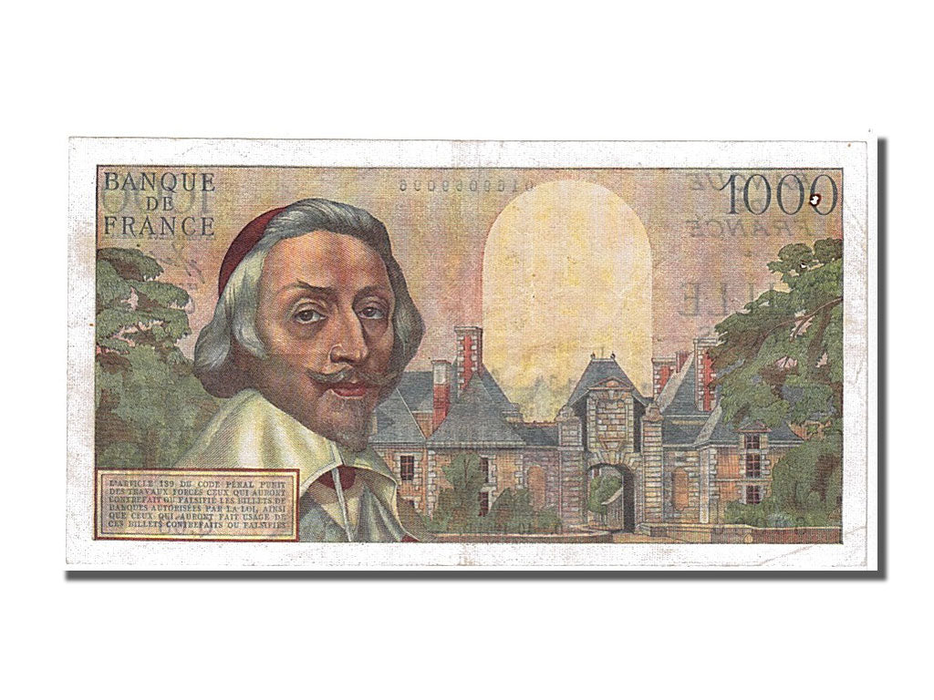France, 1000 Francs, 1 000 F 1953-1957 ''Richelieu'', 1954, KM #134a,...