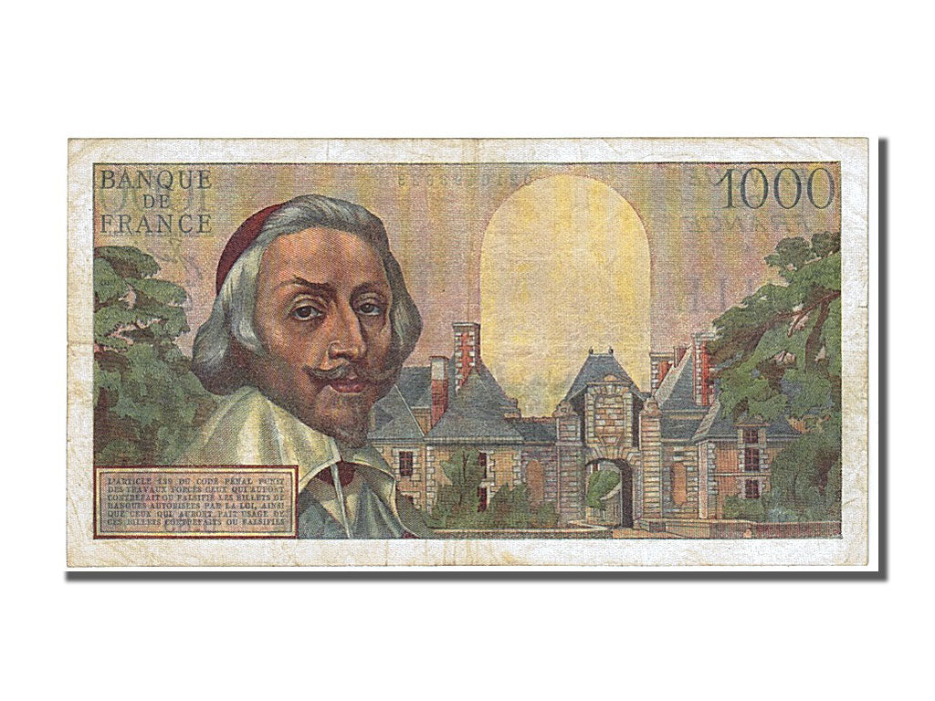 France, 1000 Francs, 1 000 F 1953-1957 ''Richelieu'', 1954, KM #134a,...