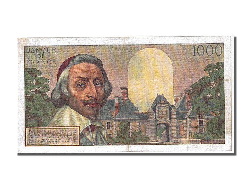 Geldschein, Frankreich, 1000 Francs, 1 000 F 1953-1957 ''Richelieu'', 1955