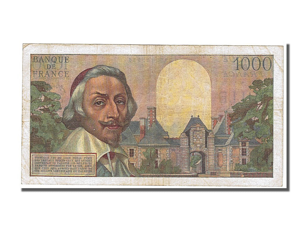 France, 1000 Francs, 1 000 F 1953-1957 ''Richelieu'', 1955, KM #134a,...