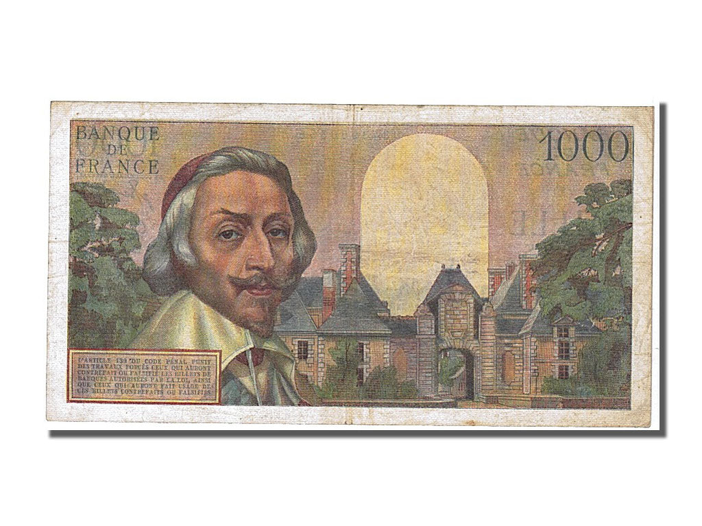 Francia, 1000 Francs, 1 000 F 1953-1957 ''Richelieu'', 1955, KM:134a, 1955-04...