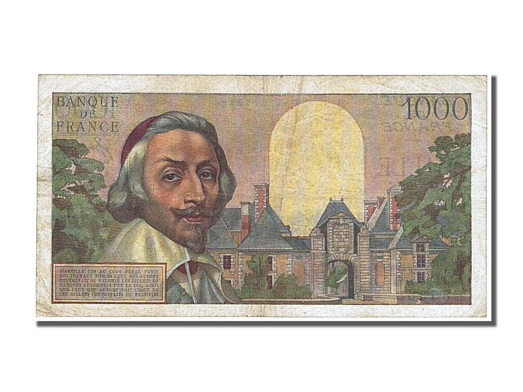 France, 1000 Francs, 1 000 F 1953-1957 ''Richelieu'', 1955, KM #134a,...