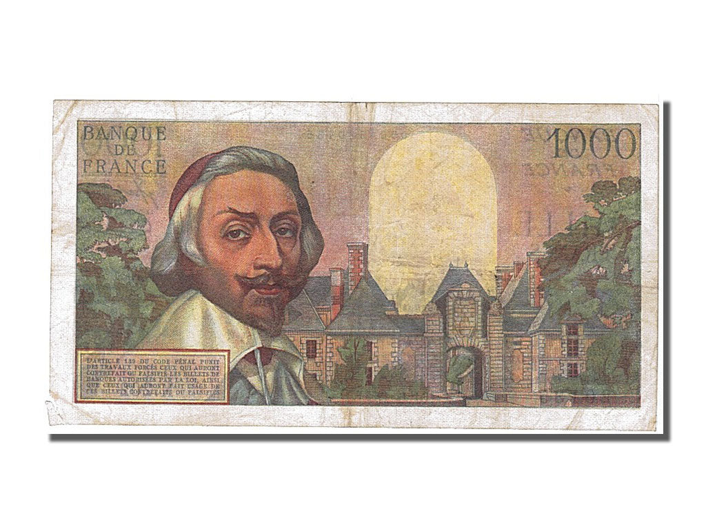 France, 1000 Francs, 1 000 F 1953-1957 ''Richelieu'', 1955, KM #134a,...