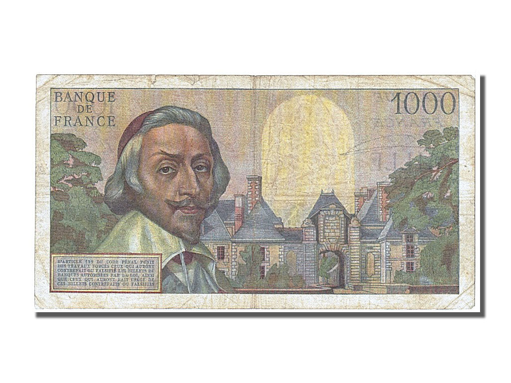 Francia, 1000 Francs, 1 000 F 1953-1957 ''Richelieu'', 1956, KM:134a, 1956-03...