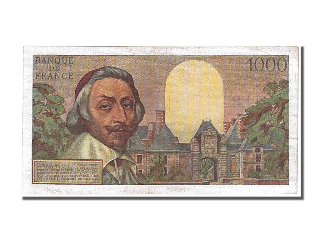 Francia, 1000 Francs, 1 000 F 1953-1957 ''Richelieu'', 1956, KM:134a, 1956-04...