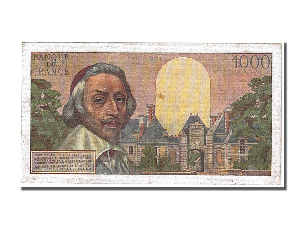 France, 1000 Francs, 1 000 F 1953-1957 ''Richelieu'', 1956, KM #134a,...