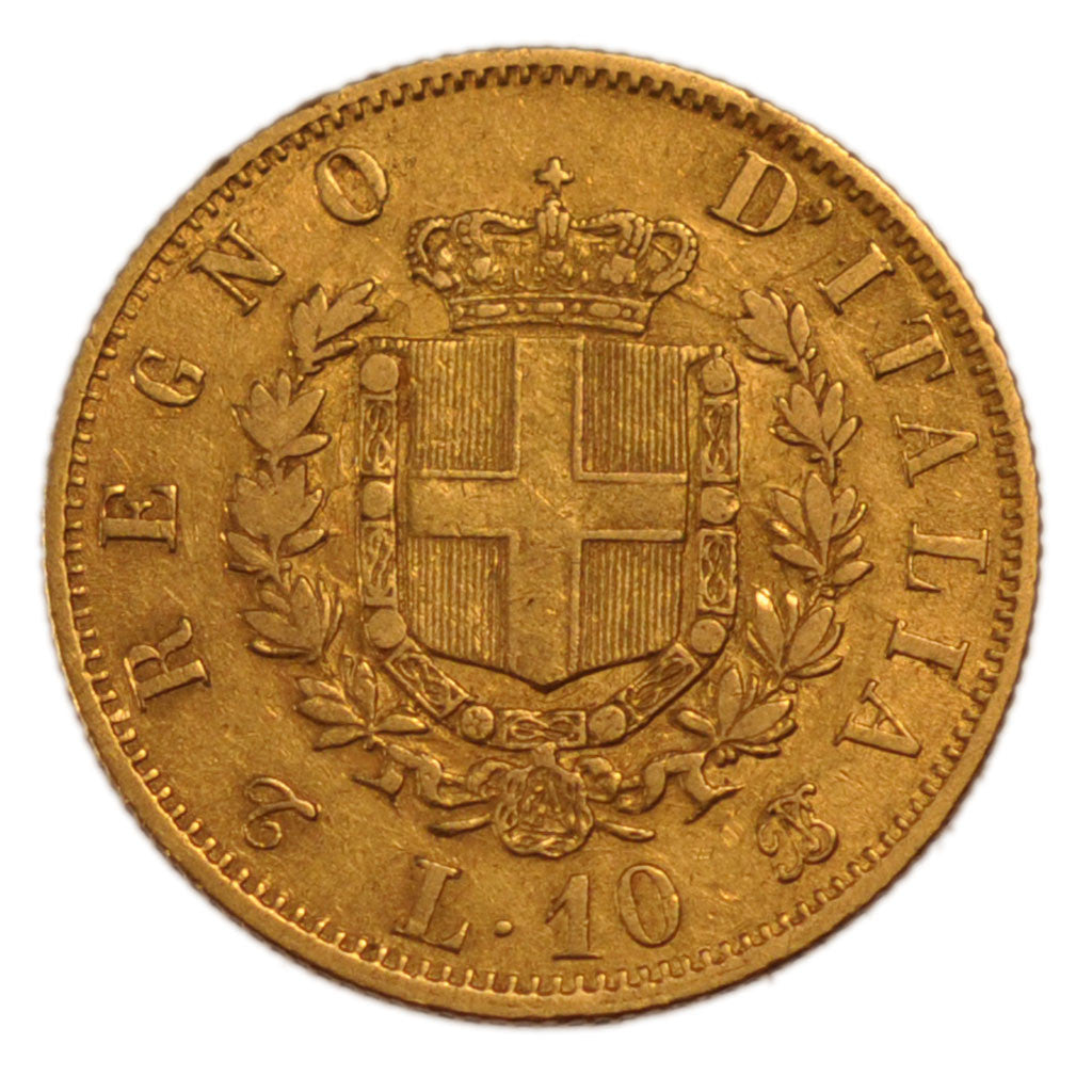 ITALY, 10 Lire, 1863, Torino, KM #9.3, EF(40-45), Gold, 19, 3.20