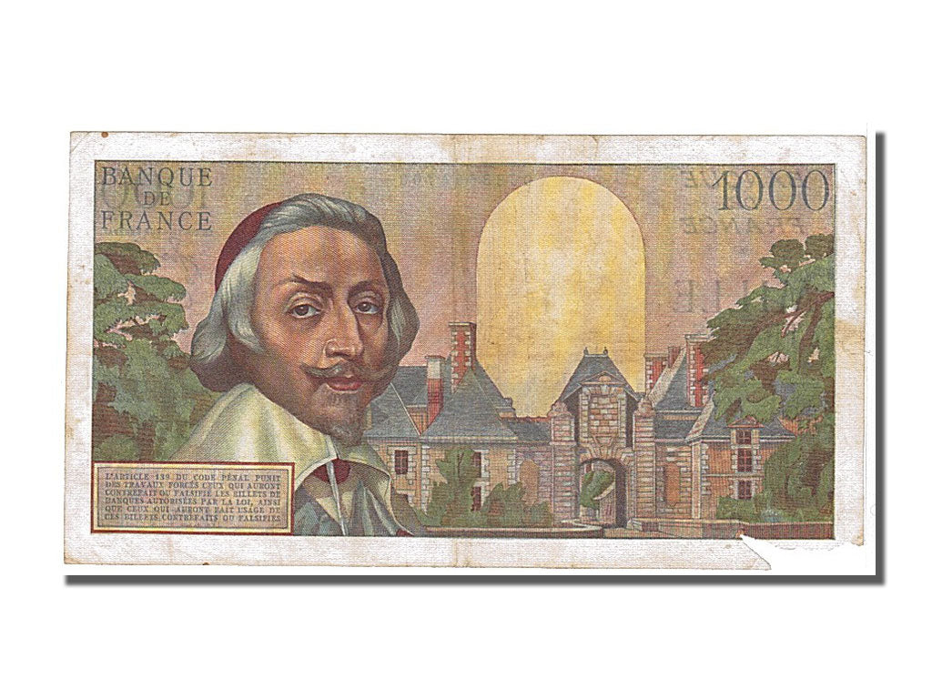 France, 1000 Francs, 1 000 F 1953-1957 ''Richelieu'', 1956, KM #134a,...