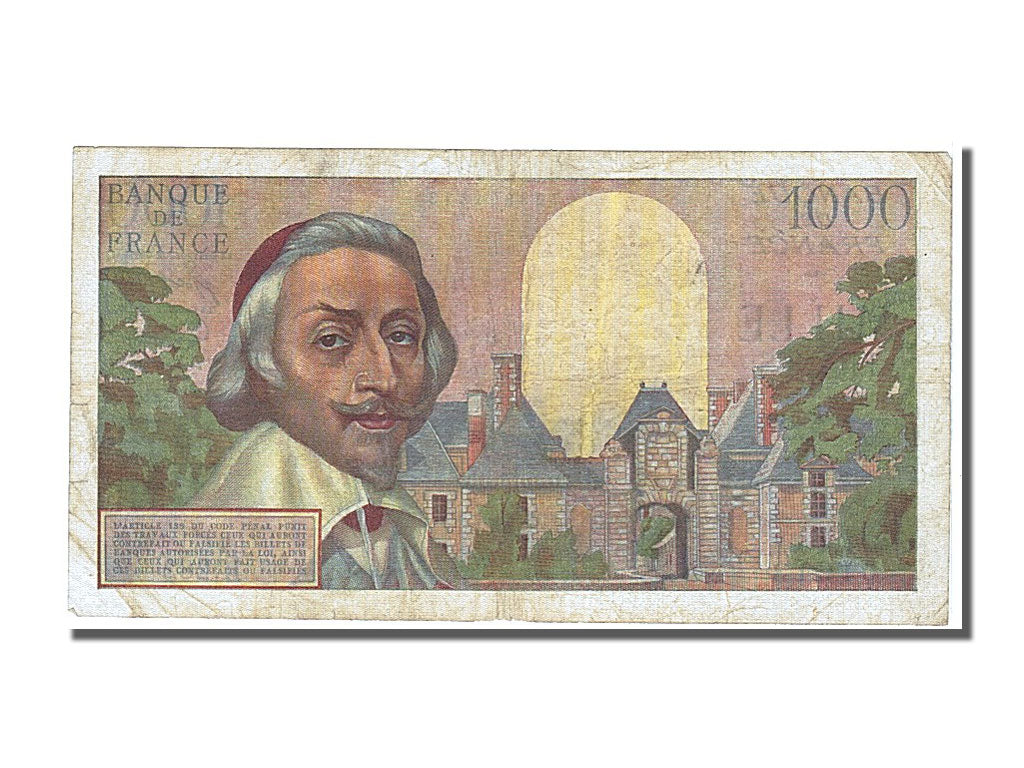 France, 1000 Francs, 1 000 F 1953-1957 ''Richelieu'', 1956, KM #134a,...