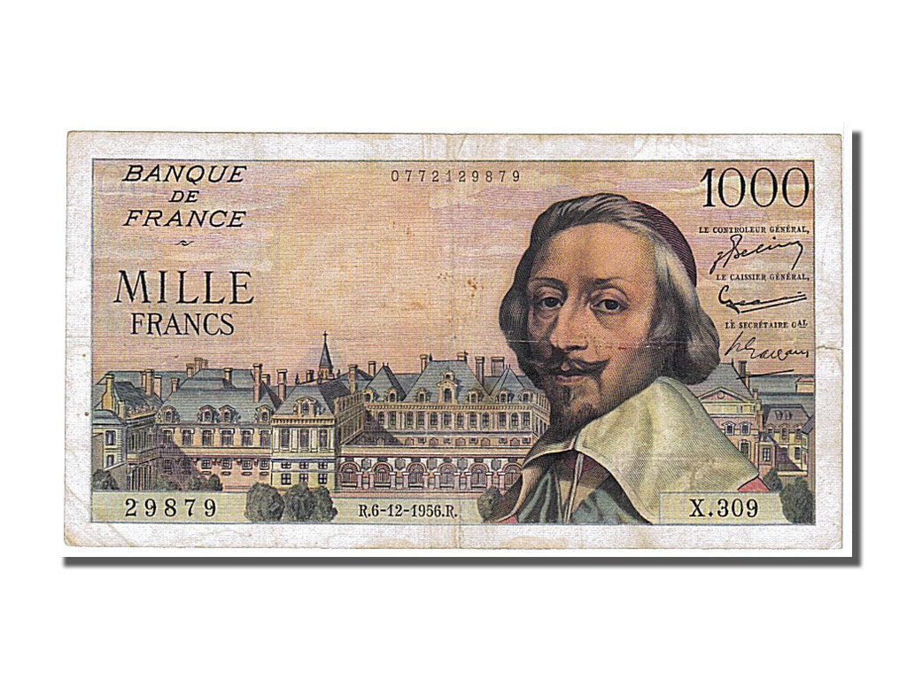 France, 1000 Francs, 1 000 F 1953-1957 ''Richelieu'', 1956, KM #134a,...