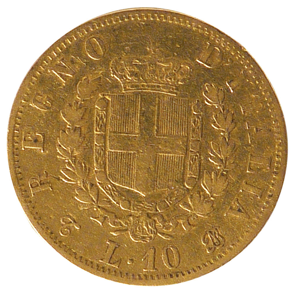 Italy, 10 Lire, 1863, Torino, KM #9.2, EF(40-45), Gold, 18.5, 3.18