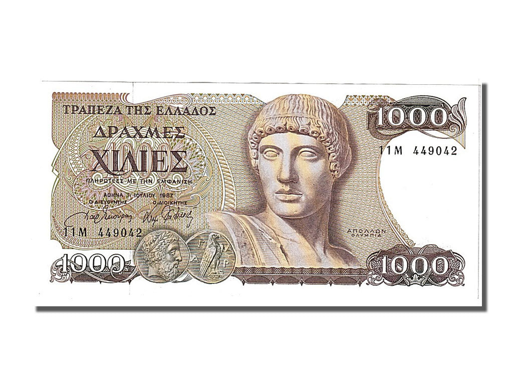 Greece, 1000 Drachmaes, 1987, KM #202a, 1987-07-01, AU(55-58), M