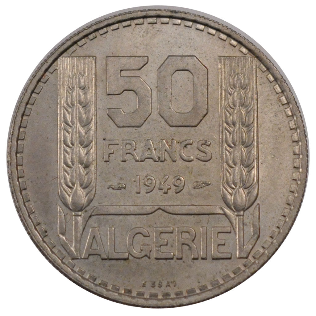 ALGERIA, 50 Francs, 1949, Paris, KM #E2, MS(60-62), Copper-Nickel, 8.16