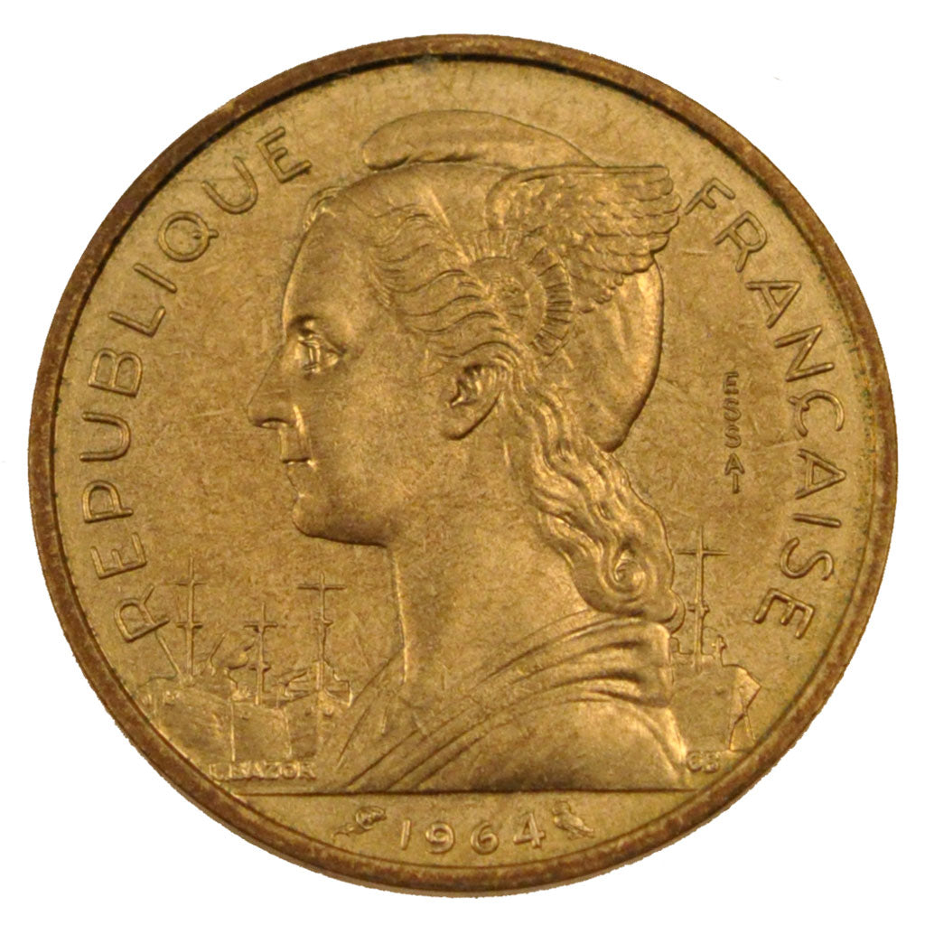 COMOROS, 20 Francs, 1964, Paris, KM #E5, MS(65-70), Aluminium-Bronze, Lecompte..