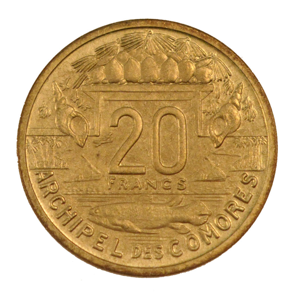 COMOROS, 20 Francs, 1964, Paris, KM #E5, MS(65-70), Aluminium-Bronze, Lecompte..
