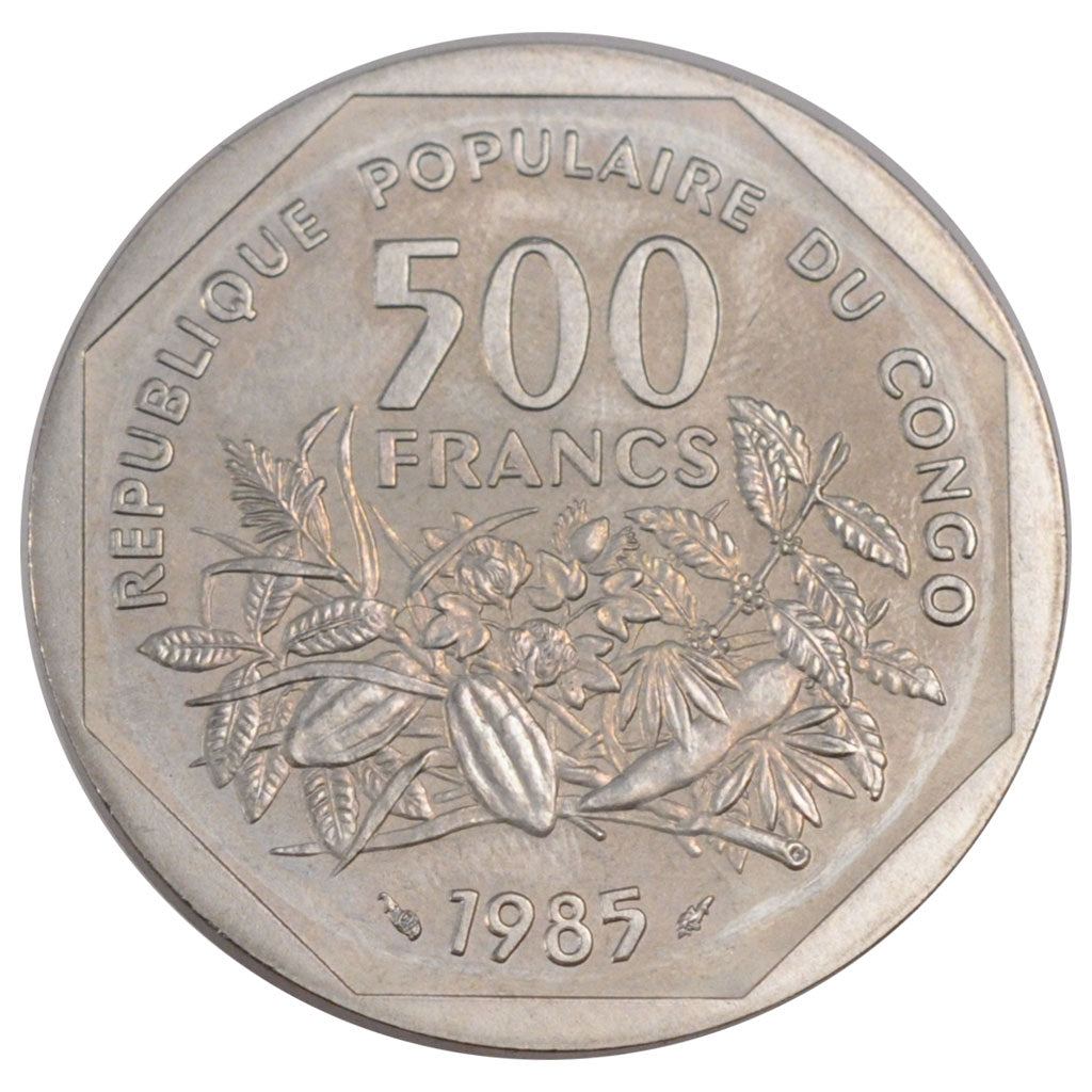 Coin, Congo Republic, 500 Francs, 1985, Paris, MS(65-70), Nickel, KM:E5