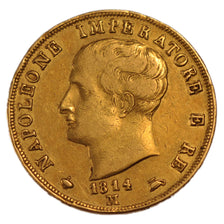 ITALIAN STATES, 40 Lire, 1814, Milan, KM #12, EF(40-45), Gold, 12.87