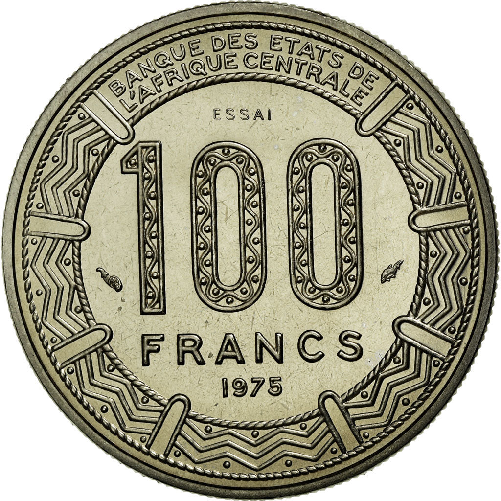 Coin, Gabon, 100 Francs, 1975, Paris, MS(65-70), Nickel, KM:E3