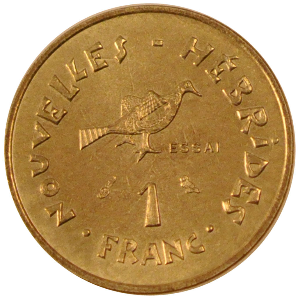 New Hebrides, 1 Franc, 1970, MS(65-70), Aluminium-Bronze, Lecompte #1, 2.01