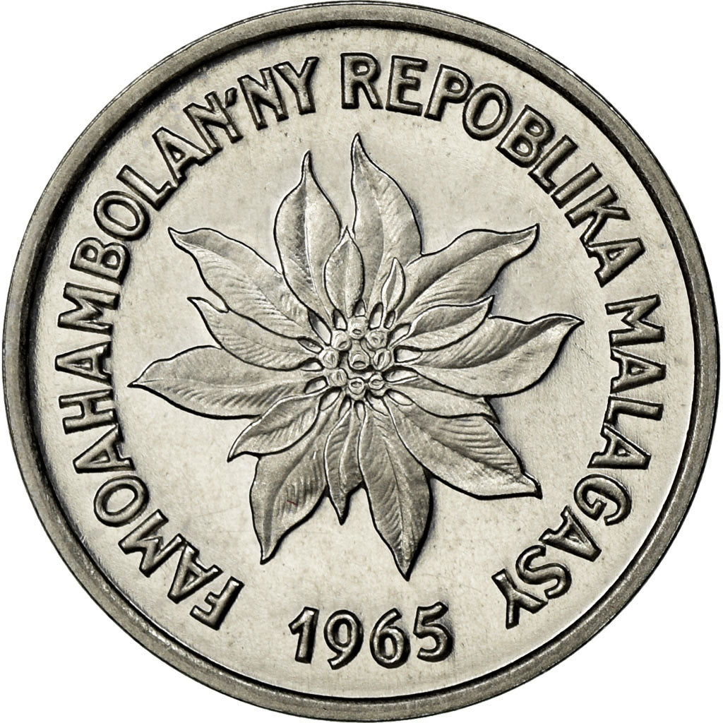Coin, Madagascar, Franc, 1965, Paris, MS(65-70), Stainless Steel, KM:E6