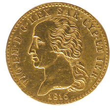 Italy, 20 Lire, 1816, Torino, AU(50-53), Gold, 6.43