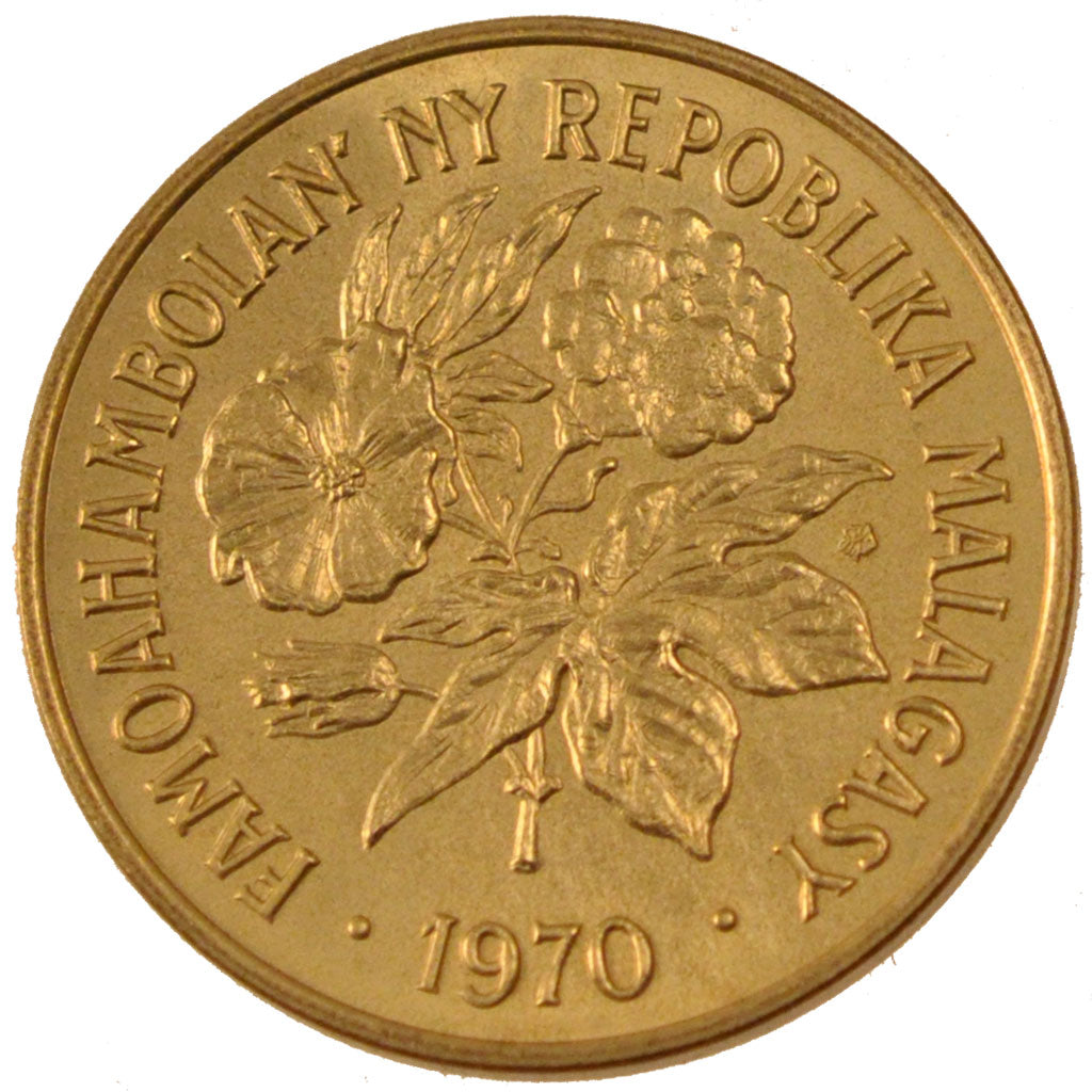 Coin, Madagascar, 5 Francs, Ariary, 1970, Paris, MS(65-70), Stainless Steel