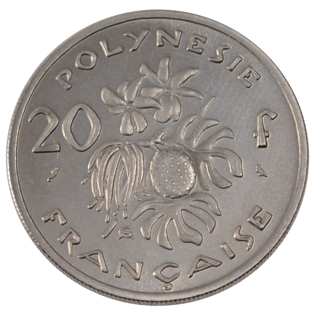 French Polynesia, 20 Francs, 1967, MS(65-70), Nickel, Lecompte #88, 10.16