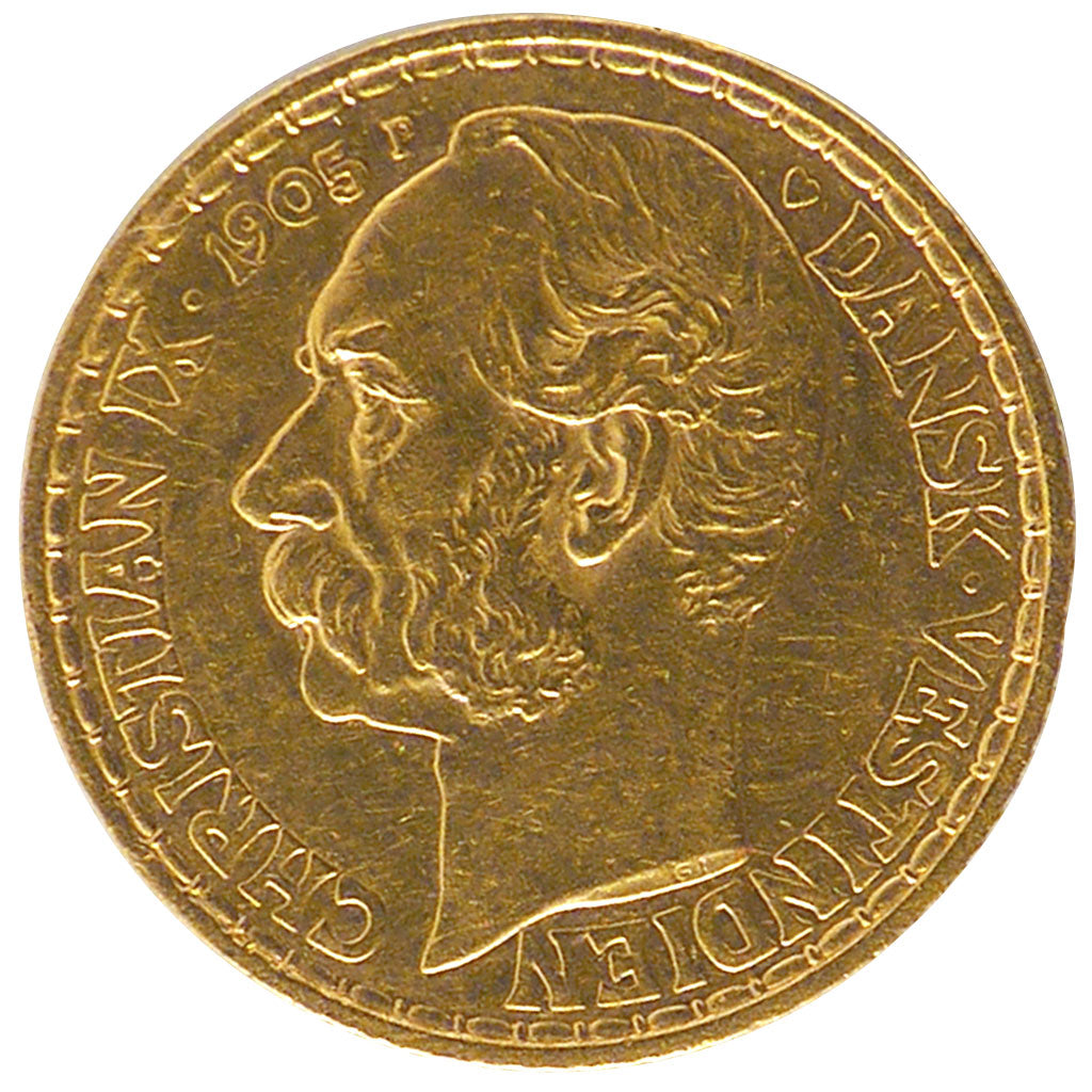 DANISH WEST INDIES, 4 Daler, 20 Francs, 1905, Copenhagen, KM #72, AU(55-58),...