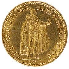 Hungary, 20 Korona, 1897, Kremnitz, KM #486, AU(55-58), Gold, 6.79