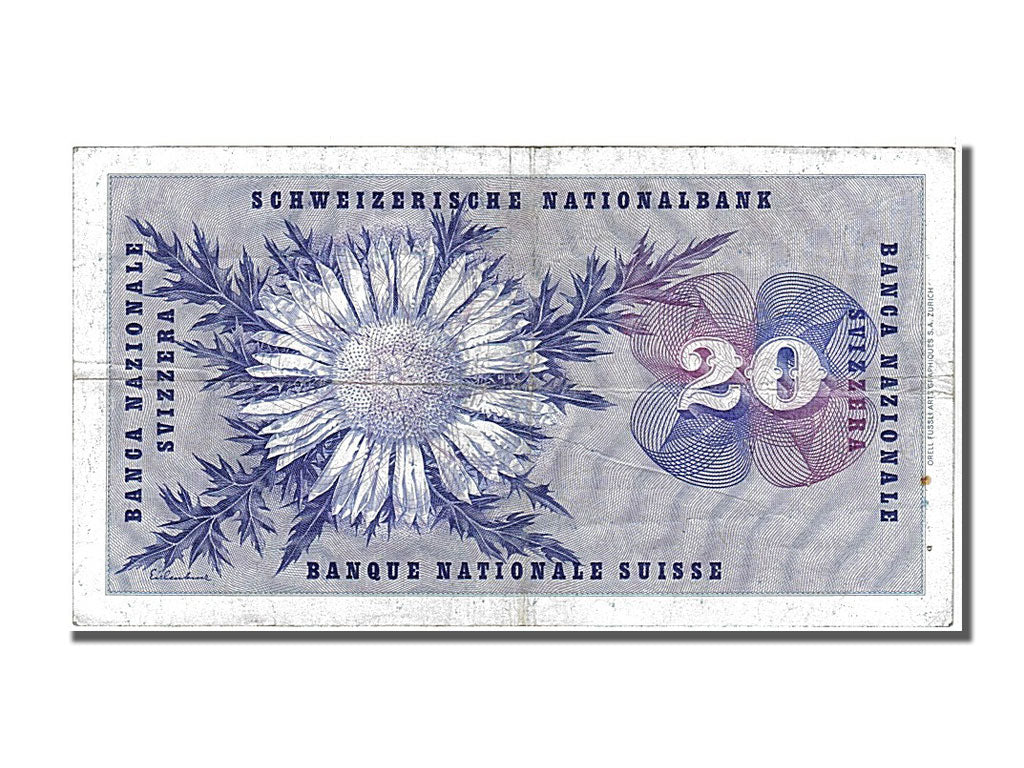 Switzerland, 20 Franken, 1964, KM #46k, 1961-10-26, AU(50-53), 40T