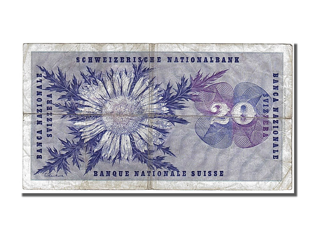 Switzerland, 20 Franken, 1969, KM #46q, 1969-01-15, VF(30-35), 65I