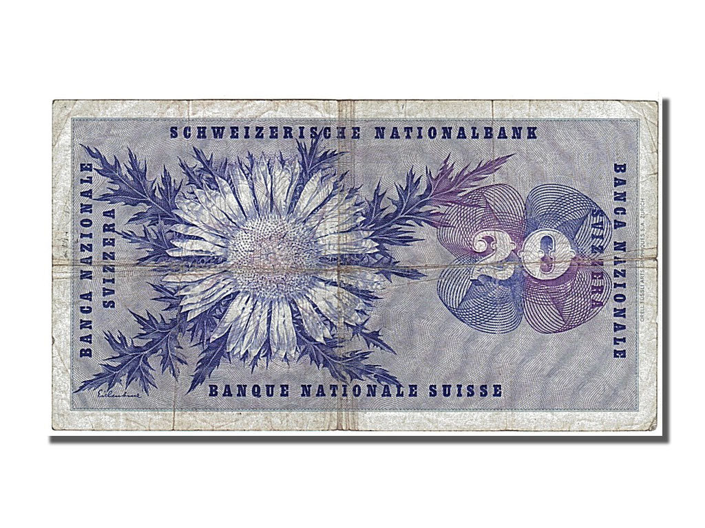 Switzerland, 20 Franken, 1970, KM #46r, 1970-01-05, VF(30-35), 74Y