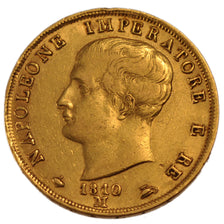 ITALIAN STATES, 40 Lire, 1810, Milan, KM #12, EF(40-45), Gold, 12.91