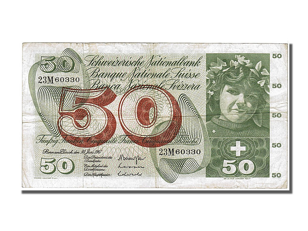 Banknote, Switzerland, 50 Franken, 1967, 1967-06-30, AU(50-53)