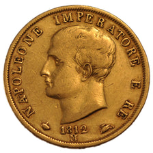 ITALIAN STATES, 40 Lire, 1812, Milan, KM #12, EF(40-45), Gold, 12.74