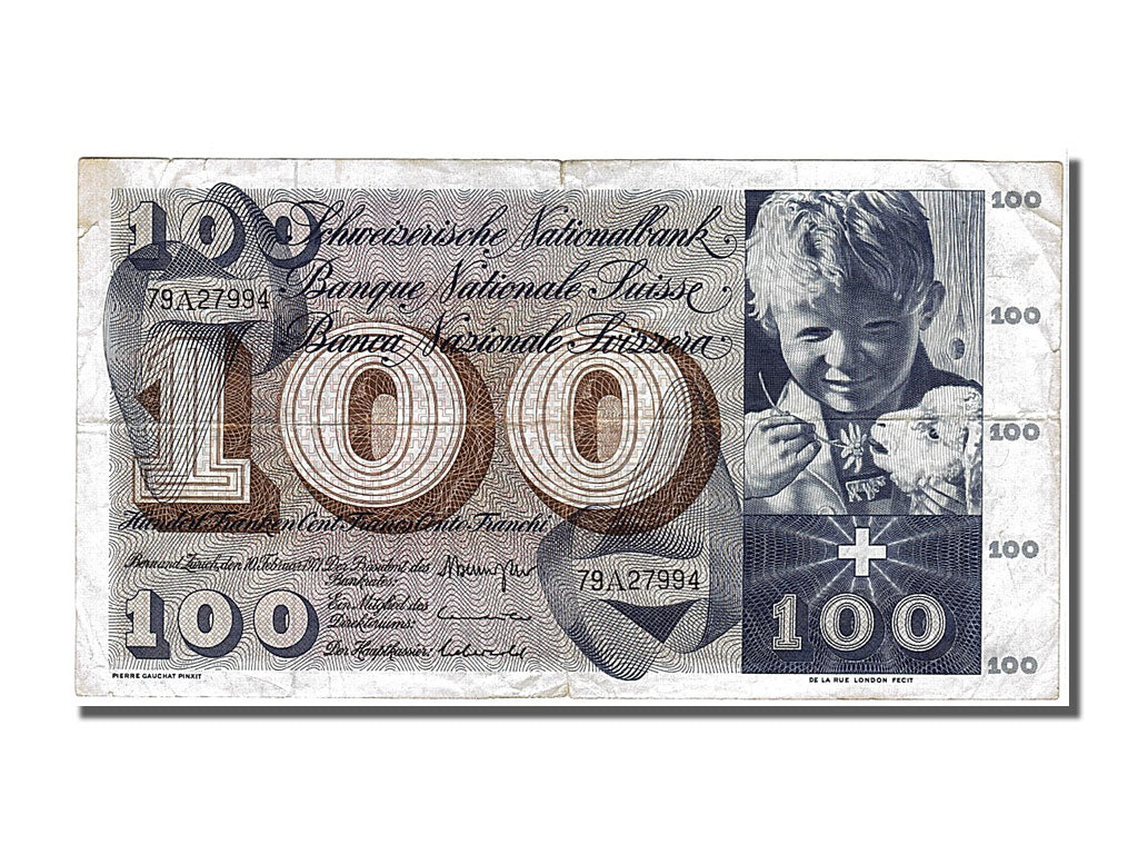 Switzerland, 100 Franken, 1971, KM #49m, 1971-02-10, VF(30-35), 79A