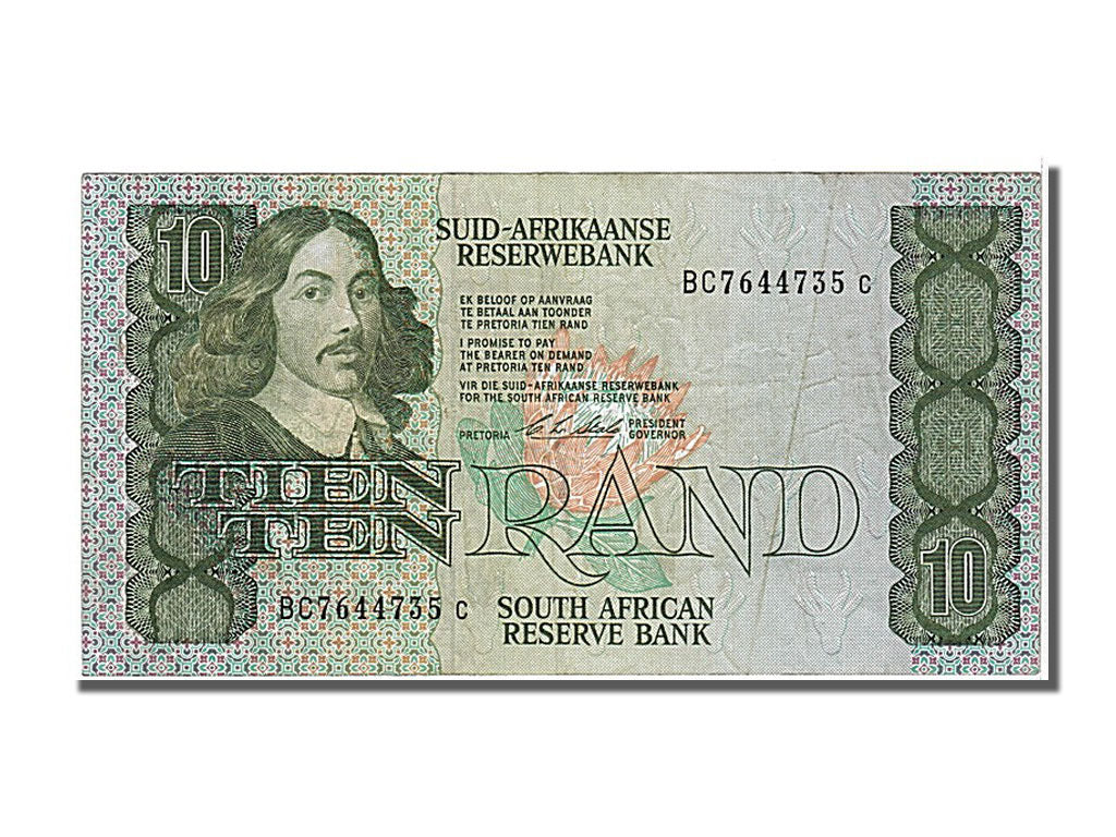 South Africa, 10 Rand, 1990, KM #120e, AU(50-53), BC