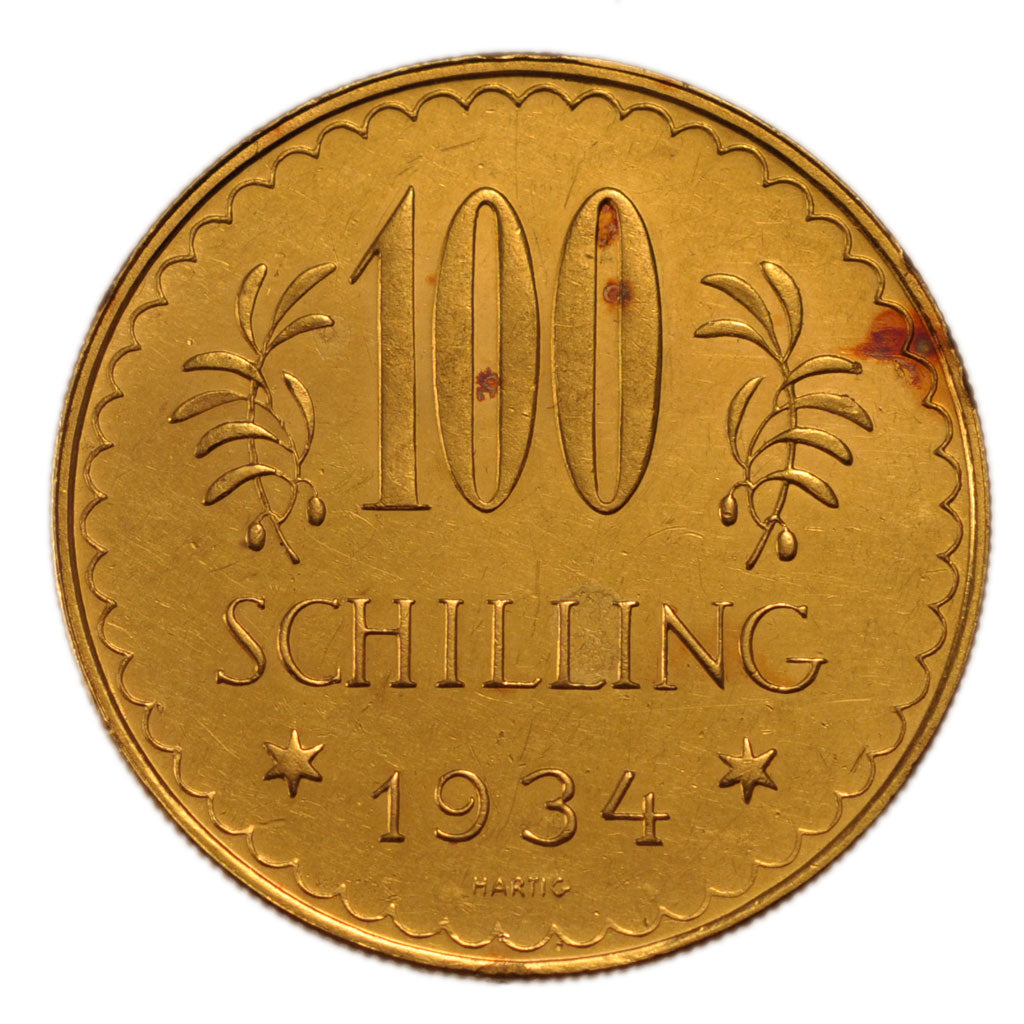 Austria, 100 Schilling, 1934, Vienne, KM #2842, AU(55-58), Gold, 23.58