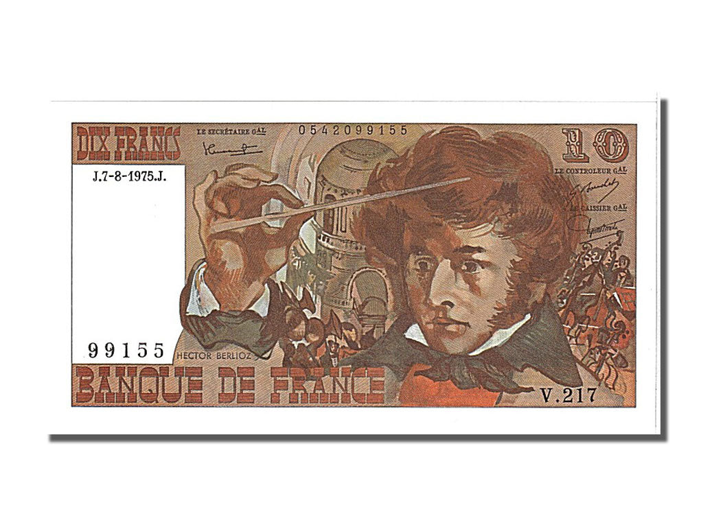 Biljet, Frankrijk, 10 Francs, 10 F 1972-1978 ''Berlioz'', 1975, 1975-10-07