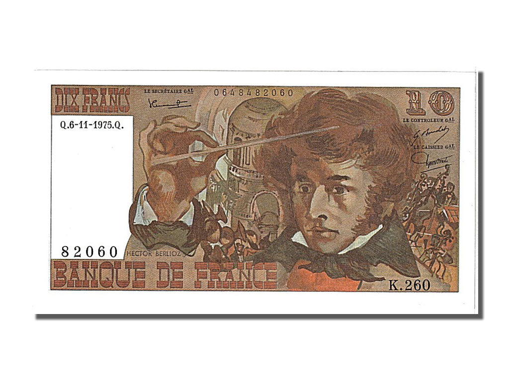 Banknot, Francja, 10 Francs, Berlioz, 1975, 1975-11-06, UNC(65-70)