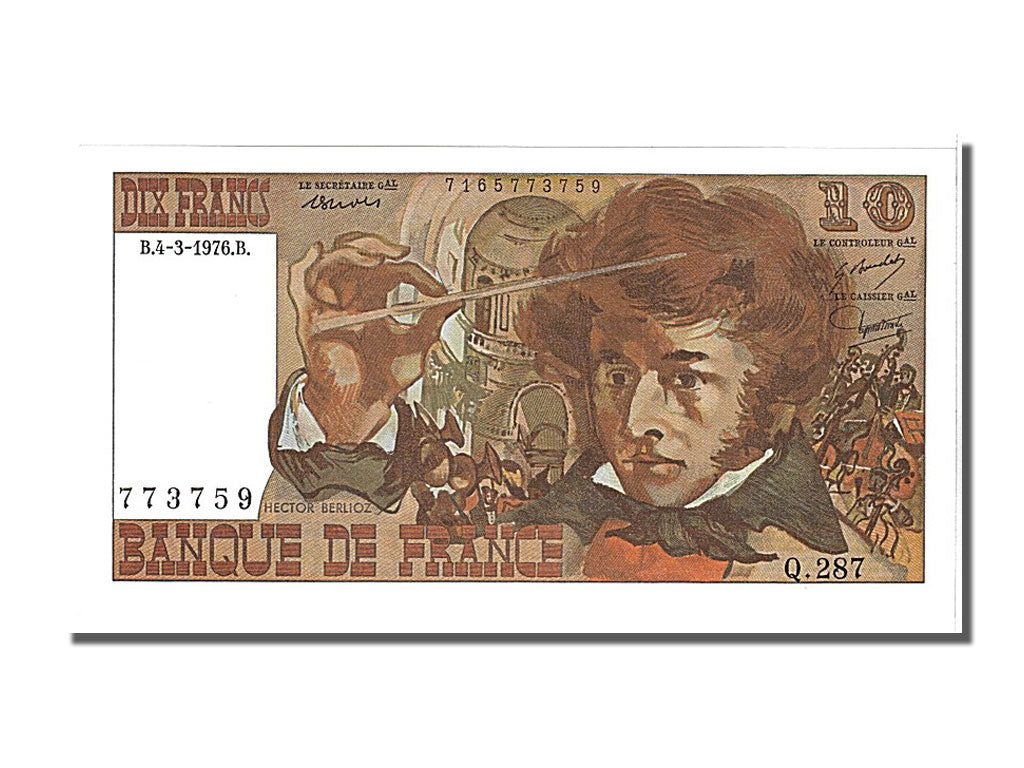 Banconote, Francia, 10 Francs, 10 F 1972-1978 ''Berlioz'', 1976, 1976-03-04