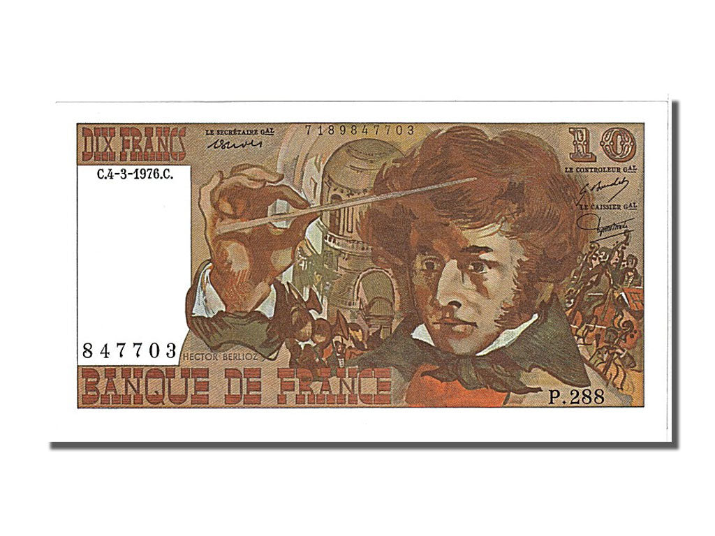 France, 10 Francs, 10 F 1972-1978 ''Berlioz'', 1976, KM #150c, 1976-03-04,...